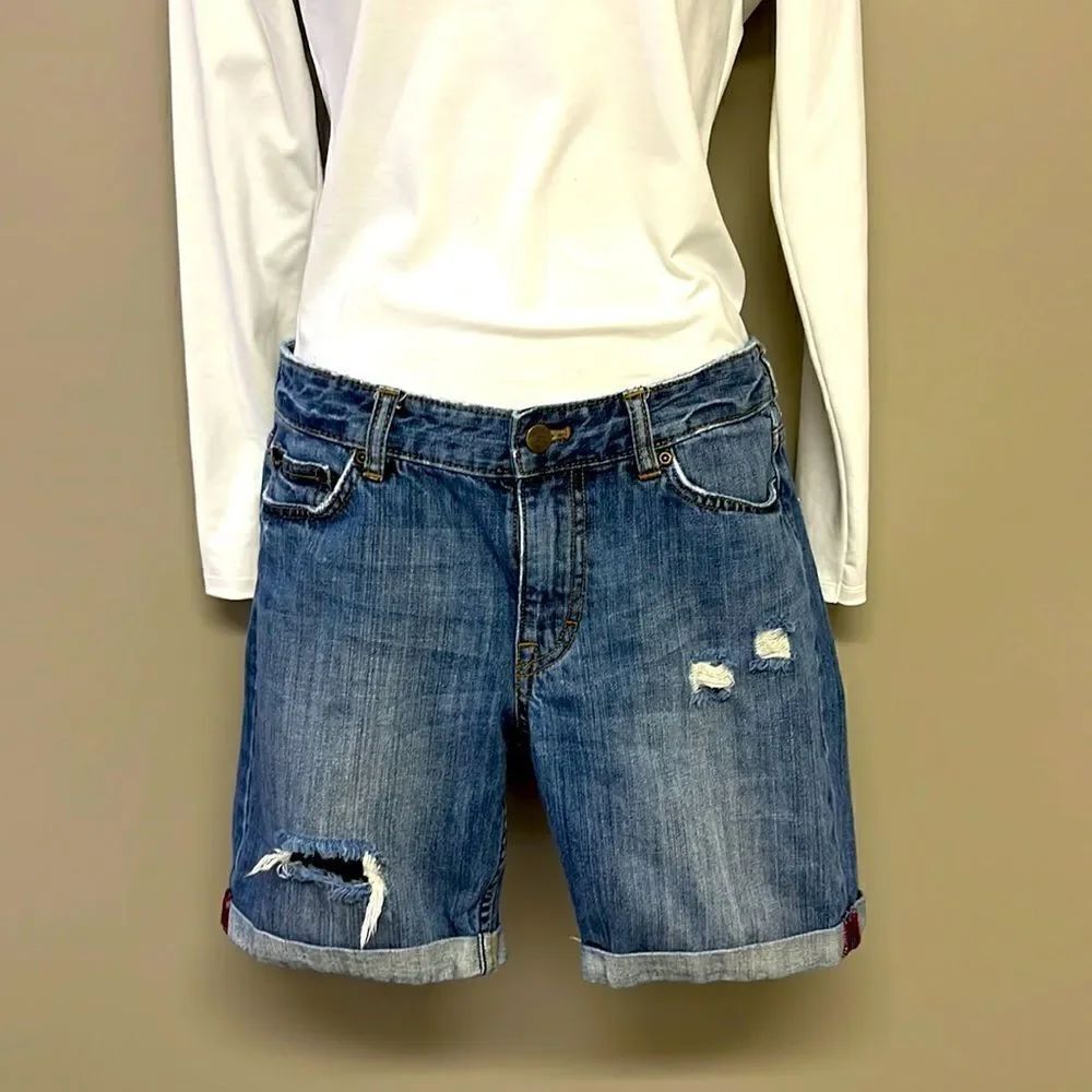 L.O.G.G Blue Denim Distressed Shorts- Size 27